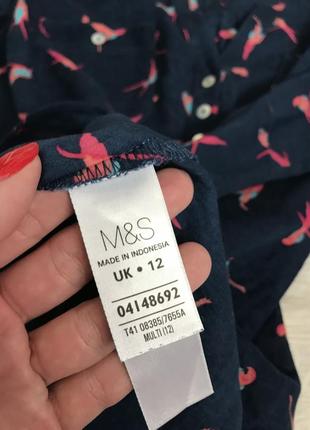 Котоновая блуза в принт marks & spencer6 фото