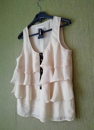 🌹нюдовая блуза с воланами🌹 бежевый топ в стиле ретро 👜