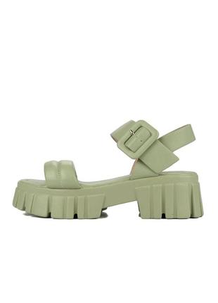 Зелёные летние босоножки сандали на платформе с ремешками фисташковые2 фото