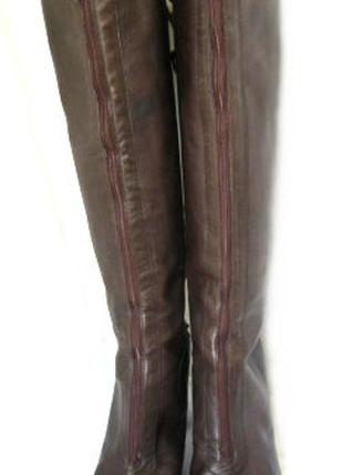 Темно-коричневые кожаные сапоги на молнии впереди и шнуровке сзади, acne jeans, р. 385 фото