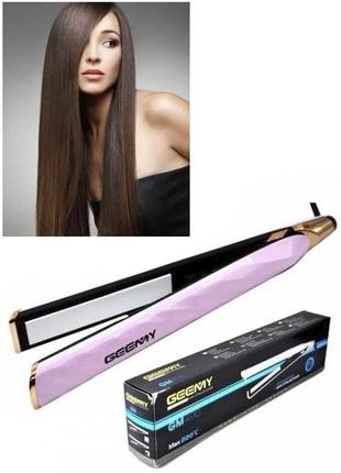 Плойка для выпрямления волос с дисплеем и регулировкой температуры xo gm-490 geemy розовая