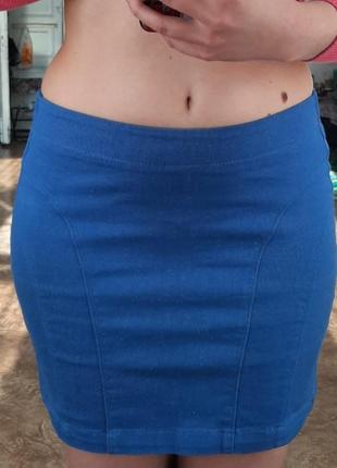 💙 спідниця спідниця коттон джинс голуба синя