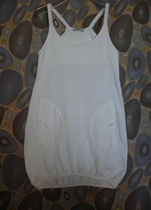 Трикотажний білий літній сарафан плаття на бретелях