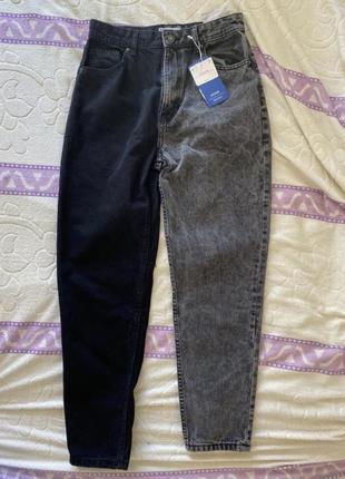Mom moms двокольорові джинси сірі чорні колорблок кольорові дзинси мам мамс вільні вільні6 фото