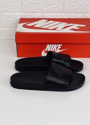 Мужские чёрные летние nike benassi black шлёпанцы лето найк аир макс найк лето