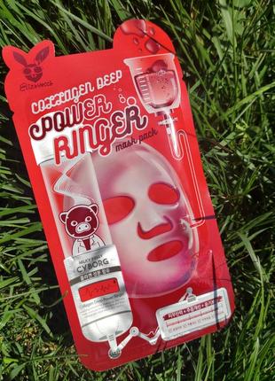 Омолаживающая тканевая маска для лица с коллагеном elizavecca collagen deep power ringer mask pack