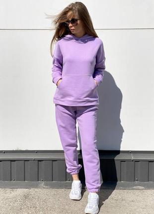 Костюм штаны + худи фиолетовое женский