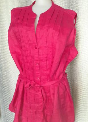 100% льон. жіноча блуза лляна, блуза, сорочка, майка. фуксія. льон, льонна лляна кофтинка
