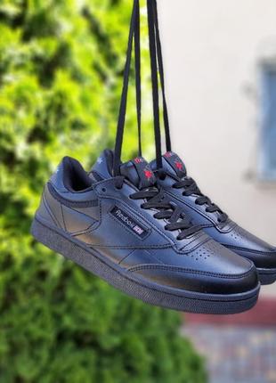 Жіночі чорні шкіряні кросівки reebok club🆕 кросівки рібок