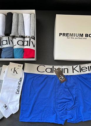 Мужские трусы + носки calvin klein в подарочной коробке комплект 12 шт