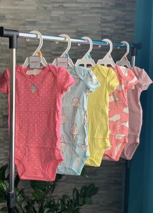Детские боди с коротким рукавом на девочку фирмы carters/дитячий набір боді carter’s для дівчинки/комплект картерс/для малюків