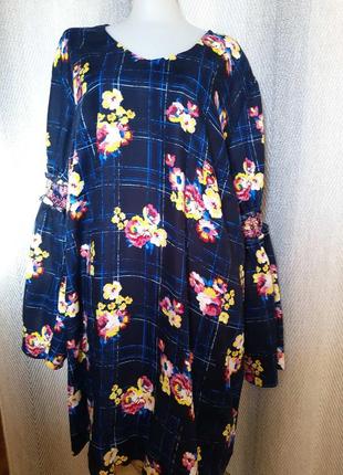 100% вискоза, женское натуральное платье в мелкий цветок штапель