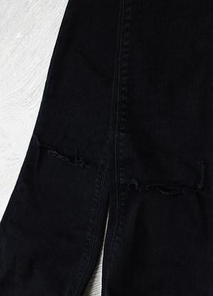 Чёрные узкие, зауженные джинсы,штаны с фабричными разрезами на коленях asos denim4 фото