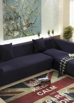 Пледы на угловой диван еврочехол, накидка на угловой диван чехол безразмерные homytex набор 3.2 синий