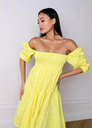 Платье летнее carrie , 100% хлопок, желтое платье2 фото