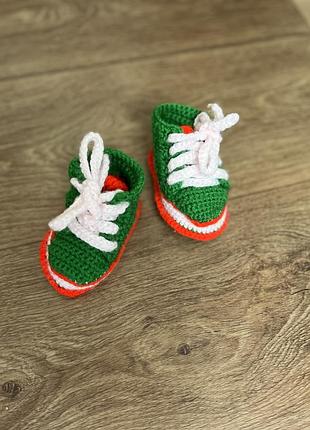 45 грн пинетки-кроссовки вязаные на ребёнка на ножку 11 см
