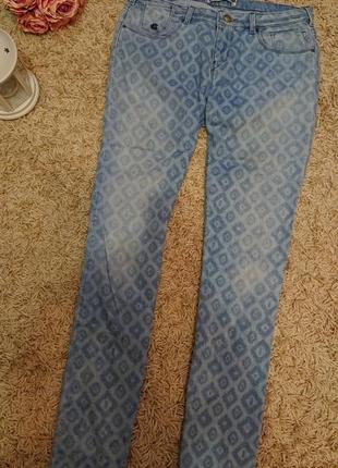 Женские летние голубые джинсы в рисунок джинсовые брюки штаны размер 27/283 фото