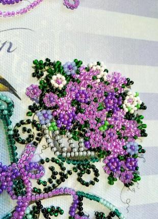Картина вышитая бисером романтический сад.3 фото