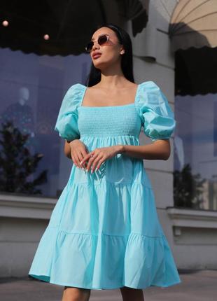 Платье летнее carrie , 100% хлопок, бирюзовое женское платье, сарафан1 фото