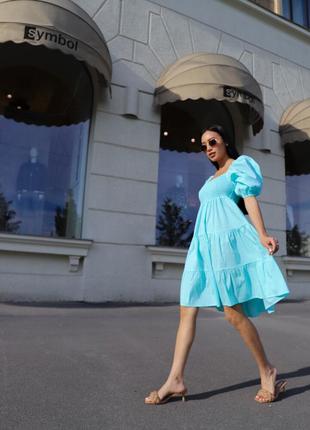 Платье летнее carrie , 100% хлопок, бирюзовое женское платье, сарафан3 фото