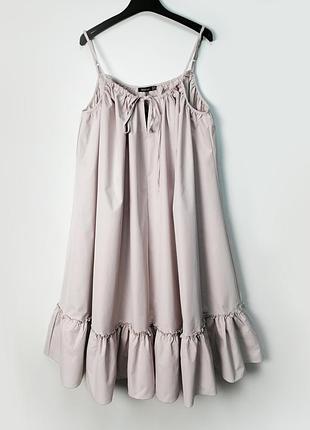 Свободное платье со сборками и кулиской миди