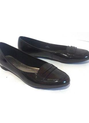 Стильные кожаные лаковые туфли на низком ходу от footglove, р.38,5-39 код t39913 фото