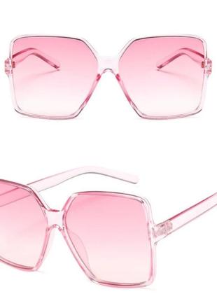 Жіночі сонцезахисні окуляри великі квадратні рожеві4 фото