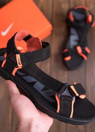 Мужские кожаные сандалии nike track black