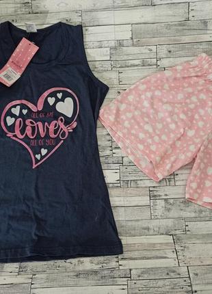 Снижка 👌женская одежда для дома или сна, майка и шорты в сердечки❤️