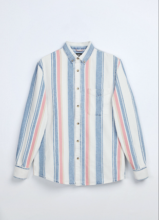Джинсова сорочка сорочка zara бавовняна сорочка в смужку блуза