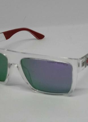 Tommy hilfiger стильные мужские солнцезащитные очки сиренево зелёные зеркальные поляризированные