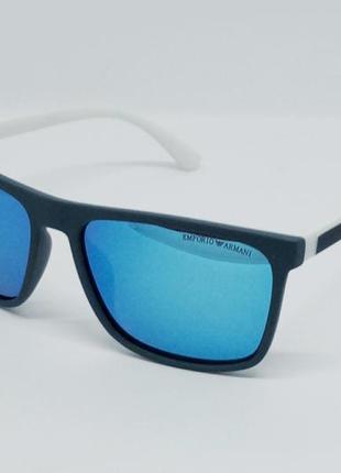 Emporio armani стильные мужские солнцезащитные очки голубые зеркальные поляризированные