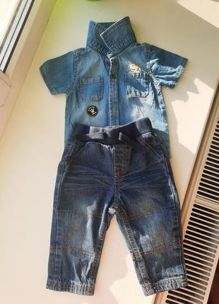 Детская рубашка и джинсы3 фото