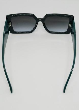 Tom ford большие модные женские солнцезащитные очки черные с зелеными дужками4 фото