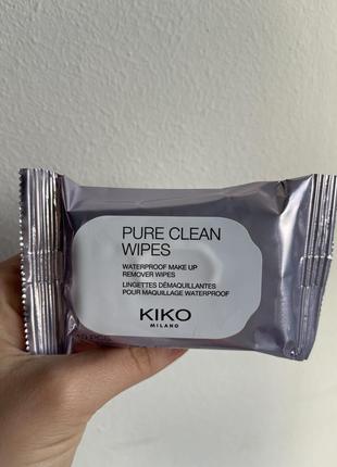 Салфетки для снятия макияжа kiko milano pure clean wipes mini