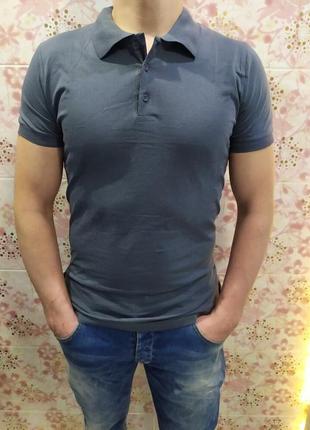 Чоловіча футболка поло, поло трикотаж, сіра футболка поло, поло коттон р-р 48-56