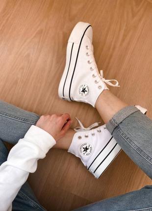 Converse chuck taylor all star lift white high platform жіночі білі високі кеді конверс весна літо осінь жіночі білі кеди на високій підошві4 фото