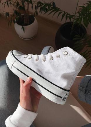 Converse chuck taylor all star lift white high platform жіночі білі високі кеді конверс весна літо осінь жіночі білі кеди на високій підошві6 фото