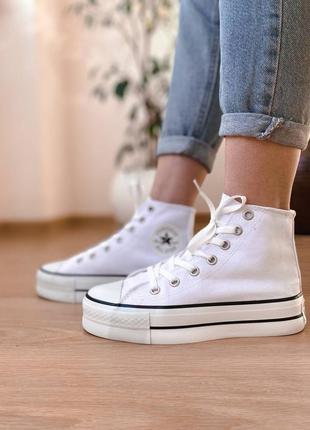 Converse chuck taylor all star lift white high platform жіночі білі високі кеді конверс весна літо осінь жіночі білі кеди на високій підошві3 фото