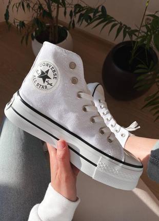 Converse chuck taylor all star lift white high platform жіночі білі високі кеді конверс весна літо осінь жіночі білі кеди на високій підошві9 фото