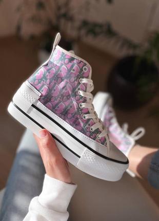 Converse x cr.dior logo новинка масивні жіночі кеди конверс на високій платформі рожеві весна літо женские розовые кеды на высокой подошве9 фото