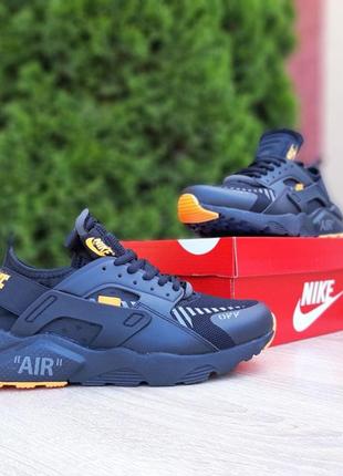 Мужские летние кроссовки nike huarache черные с оранжевым крутые весение кросовки найк хуарачи на парня4 фото