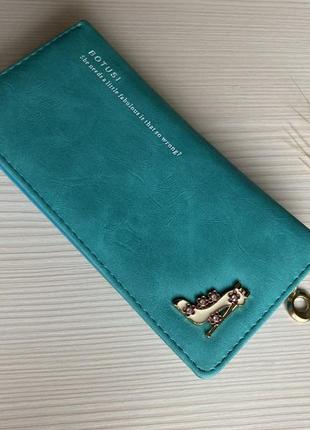 Жіночий гаманець-клатч на блискавці botusi еко-шкіра бірюза1 фото