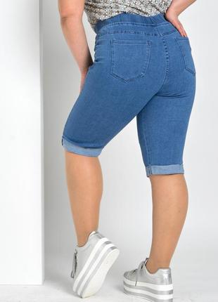 Джинсовые бриджи, бриджи из джинса, стрейчевые джинсовые бриджи, джинсовые капри р 46-56