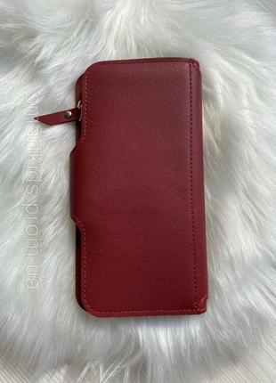 Стильний жіночий гаманець, портмоне бордового кольору, wine red еко-шкіра5 фото