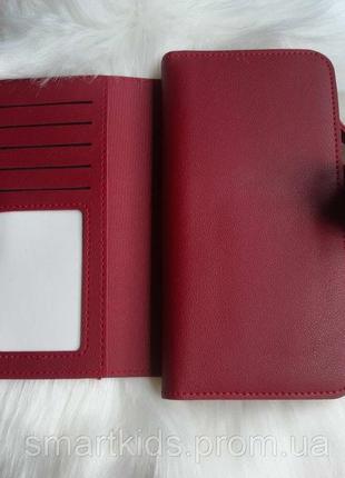 Стильний жіночий гаманець, портмоне бордового кольору, wine red еко-шкіра2 фото