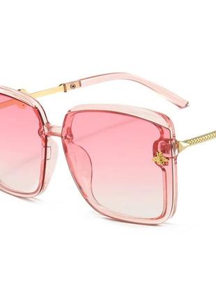 Женские градиентные квадратные очки розовые1 фото