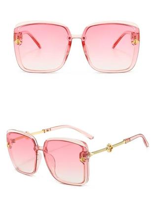Жіночі градієнтні квадратні окуляри рожеві2 фото