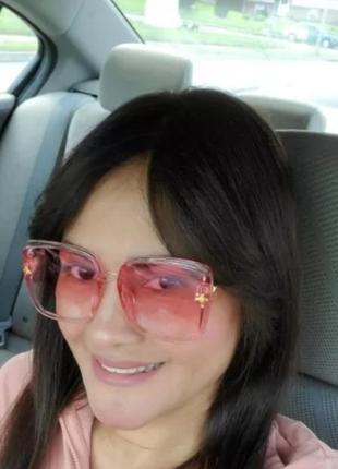 Женские градиентные квадратные очки розовые3 фото