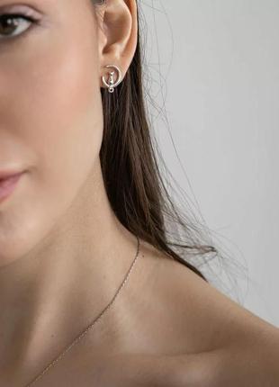 Набор кот кольцо серьги серебро покрытие комплект колечко серёжки